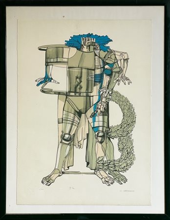 Walter Cremonini, “Il Re”, anni 2020, Litografia colorata su carta, edizione...