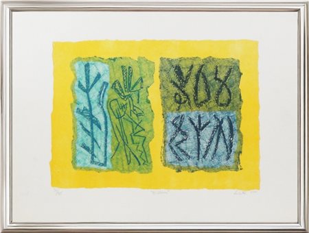 Riccardo Licata, "Biblion", 1972, Litografia a colori su carta edizione...
