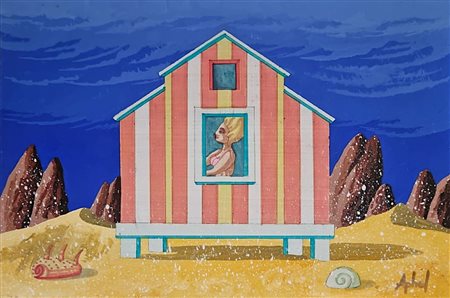 APHEL FABIO Cavalese (TN) 1957 "Casotto con bagnante"