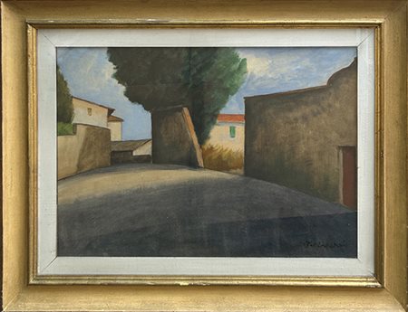 NINO TIRINNANZI, "Strade con case", 1975