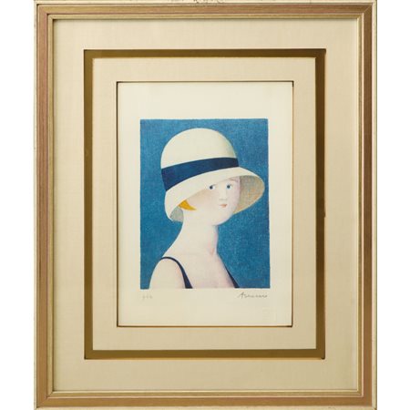 Antonio  Bueno (berlino 1918 - Firenze 1984)  - Ragazza con cappello