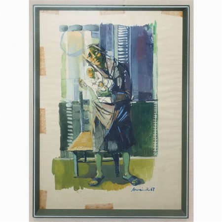 Autore anonimo del XX sec. - Figura con bambino, 1967