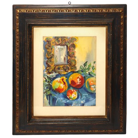 Antonio  Conte - Natura morta di frutti con specchio