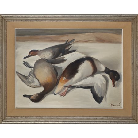 Gaetano Magazzù (Santa Margherita 1911 - Messina 2011)  - Natura morta con uccelli