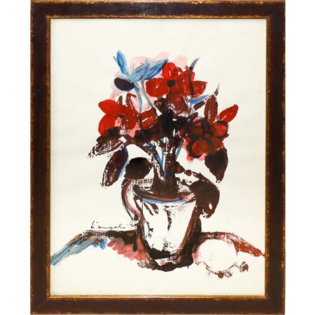 Cesare D'Angelo (Catania 1940 - 2006)  - Natura morta di vaso con fiori