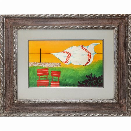 Sirio Midollini (1925 - 2008)  - Paesaggio con due sedie, 1970