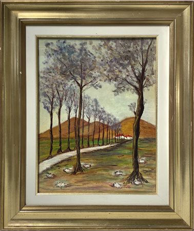 Via con alberi e colline