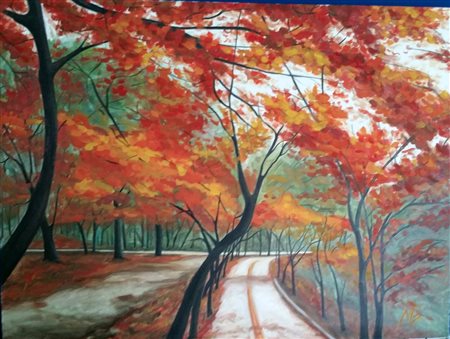 Georgescu Magdalena,"paesaggio d'autunno " Olio su tela Cm...