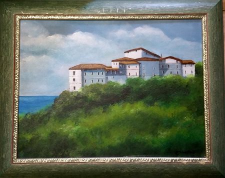 Enotrio Pugliese "paesaggio Calabro " olio su tela cm 45x55Firma in basso adx...