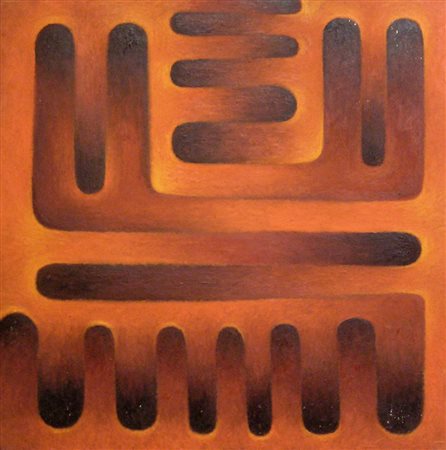 Giovanni Boffa, "Compenetrazione" Olio su tela cm 80x80.Aut.Su foto