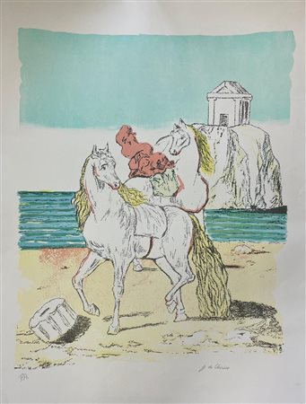 Giorgio De Chirico “Cavalli con tempio”