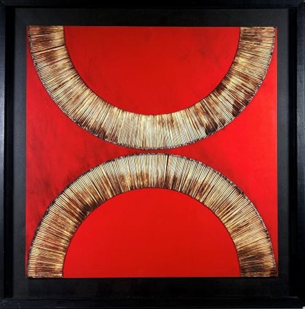 Bernard Aubertin “Dessin de Feu sur table rouge” 2008