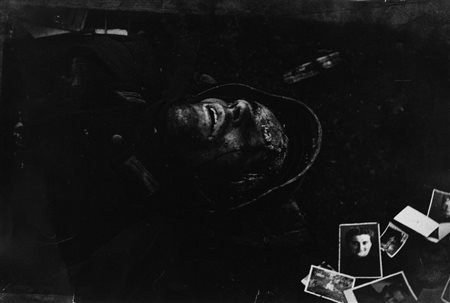 Tony Vaccaro (1922 - 2022)  - The Dead Nazi and his family back home, Hurtgen Forest, 1944