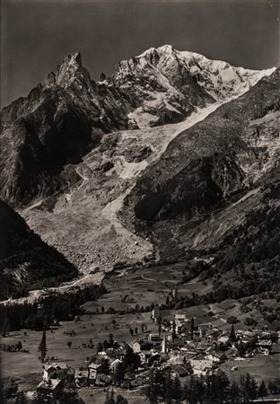 Alessio Nebbia (1896 - 1975)  - Courmayeur. Entreves, Ghiacciaio della Brenva e Monte Bianco, 1950s