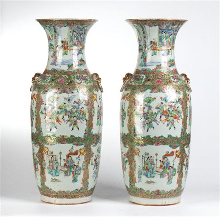  
Coppia di vasi Canton a balaustro Cina, dinastia Qing (1860 circa)
Porcellana Alt.60cm
