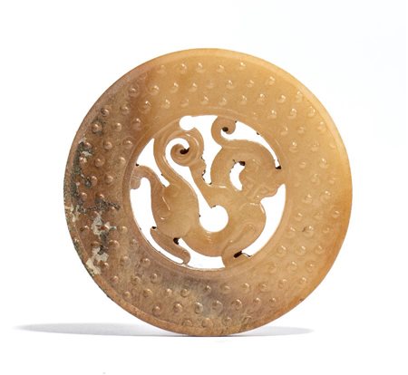  
Disco ornamentale in giada, Cina XX secolo
 Diam.8cm