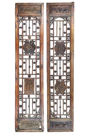  
Coppia di porte, Cina dinastia Qing, XVIII secolo
 Alt.190cmX39cm