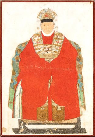  
Consorte in trono Cina, dinastia Ming (1368-1644).
 Alt.133cm; Lung.92cm