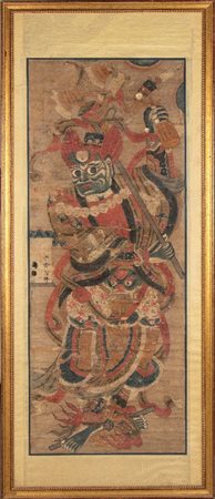  
Dipinto raffigurante Yama, Re degli Inferni Cina, dinastia Qing, XVIII secolo.
Inchiostro scuro e colore su carta Alt.150 cm; lung.65 cm