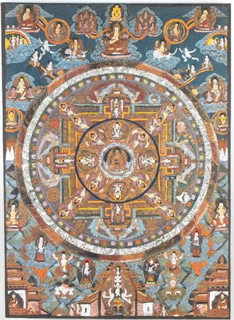  
Thangka su seta, Tibet   XX secolo
 Alt.64cmX47cm