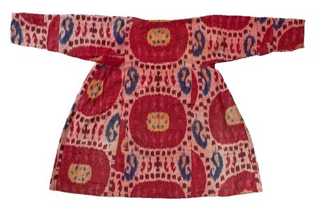  
Abito Uzbeko "Chapan" Prima metà del XX sec. 
Tessuto in seta con tecnica "Ikat" 180cmX130cm