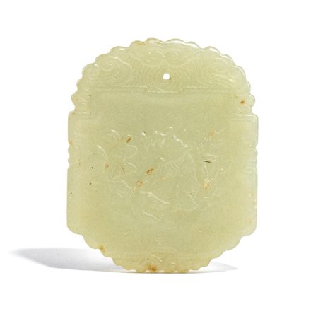  
Ornamento pendente in giada, Cina dinastia Qing-periodo Repubblica (1912-1949)
 Alt. 5 cm