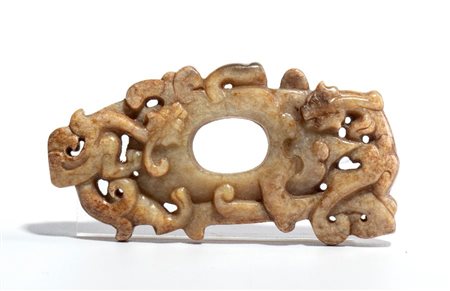  
Ornamento pendente  in giada, Cina fine dinastia Qing-periodo Repubblica
 7,5cmX3,8cm