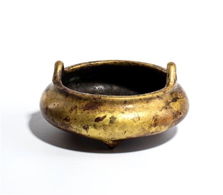  
Incensiere in rame, Cina dinastia Qing, XIX secolo
 Alt.5cm;diam.11cm