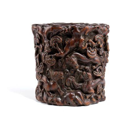  
Porta-pennelli intagliato, Cina dinastia Qing
 18cmX18cm