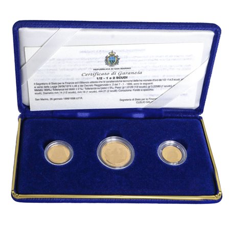 Coniazione di scudi d'oro dello stato a corso legale 1/2- 1 e 2 scudi, 1999