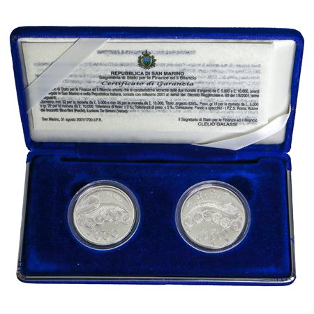 "ADDIO LIRA", Monete d'argento celebrative, 2001