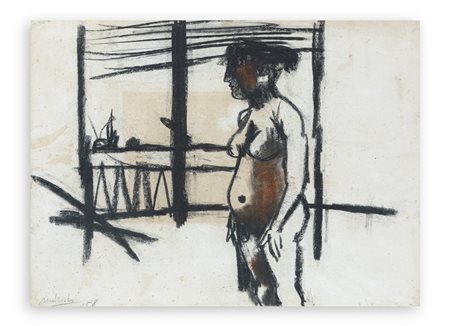 CARLO MATTIOLI (1911-1994) - Senza Titolo (Nudo nella stanza), 1958