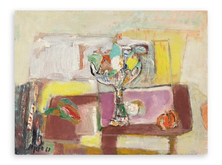 GUIDO PAJETTA (1898-1987) - Portafrutta a tinte tenui, 1965