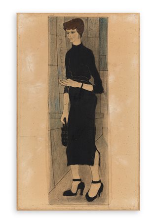 GIUSEPPE GUERRESCHI (1929-1985) - Donna in nero, 1952