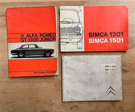 AUTOMOBILI D'EPOCA (ALFA ROMEO, SIMCA, CITROEN) - Lotto unico di 3 cataloghi