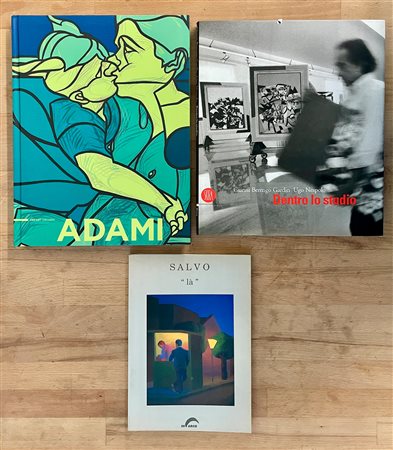 UGO NESPOLO, VALERIO ADAMI E SALVO - Lotto unico di 3 cataloghi, di cui uno autografato
