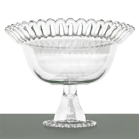 Alzata in vetro trasparente con bordo traforato