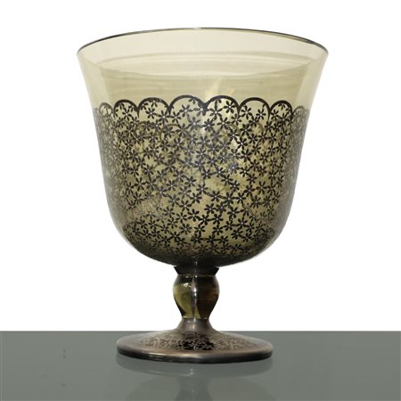 Vaso a coppa in vetro con decori