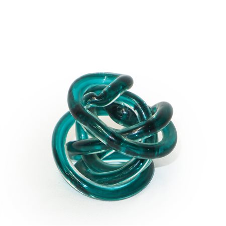 "Nodo d'amore" in vetro di Murano verde ottanio
