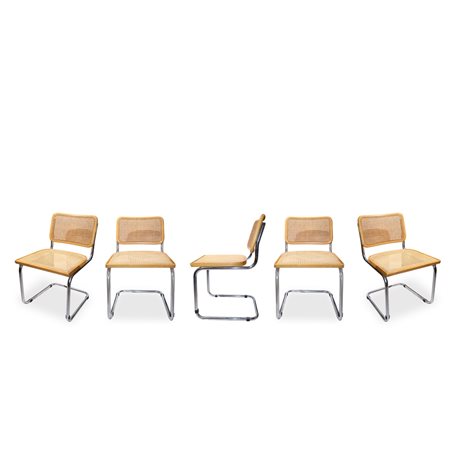 Marcel Breuer per Gavina - N°5 Sedie modello Cesca B32 in paglia di Vienna con struttura in metallo , 70s