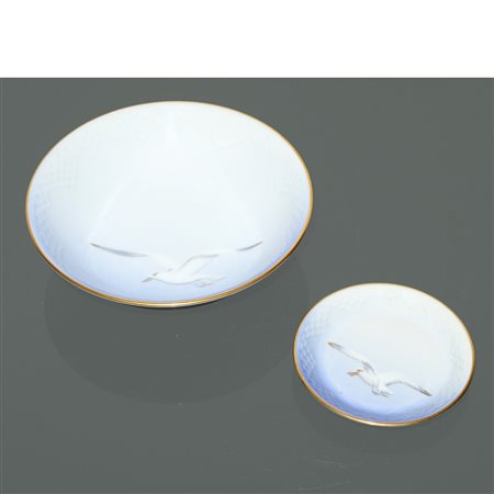 B&G porcellana - Ciotolina e piattino in porcellana azzurra con airone