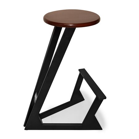 Metrica Design - Sgabello trapezio con seduta in faggio verniciata e corpo in metallo laccato nero