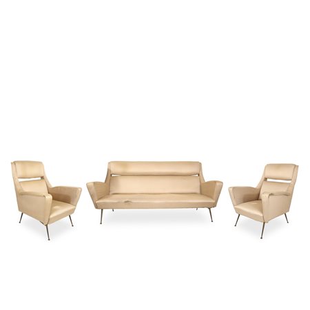 Gigi Radice  per Minotti - Salotto composto da coppia di poltrone e divano in tessuto beige