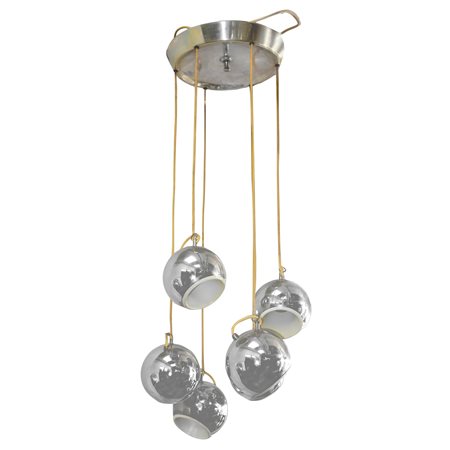Lampadario a sospensione a 6 sfere cromate, 1970s