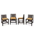 Charles Rennie Mackintosh per Cassina (Glasgow 1868 - Londra 1928)  - N°4 Sedie modello DS3 in frassino tinto nero e seduta in paglia lavorata a mano