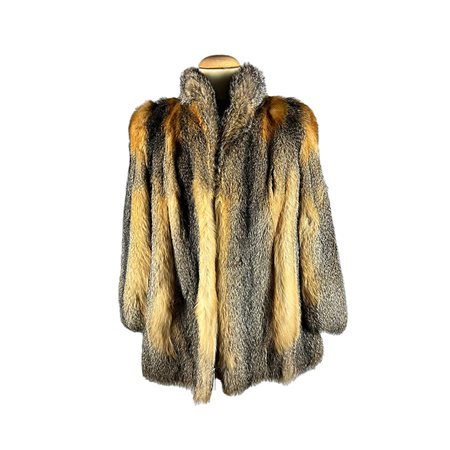 ELEGANTE GIACCA CORTA IN VERA PELLICCIA DI VOLPE NATURALE ROSSA, TAGLIA IT 42/44