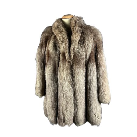 CAPPOTTO IN PELLICCIA DI VOLPE NATURALE CHIARA "GOLDEN FOX" TAGLIA IT 46/48