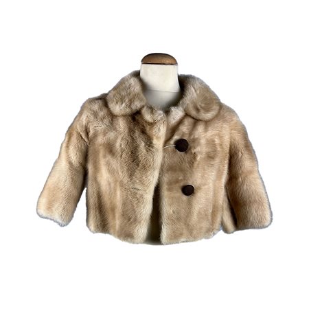 ELEGANTE BOLERO CORTO IN PELLICCIA DI VISONE FEMMINA TAGLIA IT 44/46
