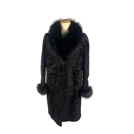 ELEGANTE PELLICCIA CORTA IN AGNELLO DI PERSIA NERO TAGLIA IT 46