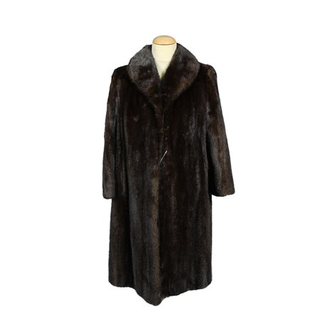 PELLICCIA LUNGA IN VISONE MARRONE TAGLIA IT 48/50